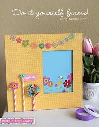 Easy Diy Frame Made With Party With Amy Locurto Scrapbook Collection Livinglocurto Com Scrapbo Scrapbook Frame Paper Picture Frames Diy Photo Frame Cardboard