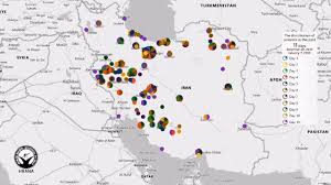 Today marked day 11 of anti-regime protests in Iran (December 28-January  7)., This is the latest map by @en.hrana (Human Rights Activists News  Agency), showing new cities and towns that have joined. ...