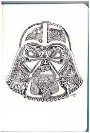 Peins dark vador avec des couleurs rigolotes pour lui jouer une farce et aider les jedi. Darth Vader Helmet Zentangle Star Wars Silhouette Mandala Coloring Pages Star Wars Artwork