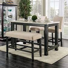 Outdoor patio wood dining table. Brule Genuine Marble Top Counter Height Dining Table