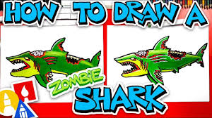 How To Draw A Zombie Shark Youtube Art For Kids Hub Halloween Art Projects Shark Art