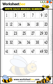 Click here to print the free worksheets! New Printable Worksheet For Kids About To Write Each Missing Numbesr 1 50 Worksheet Bee