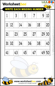 Kids find the missing numbers to complete the honeycomb number grid. New Printable Worksheet For Kids About To Write Each Missing Numbesr 1 50 Worksheet Bee
