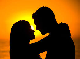 Image result for images lovers kiss sunset silhouette