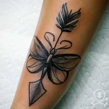 Black And Grey Butterfly Tattoo Designs Awesome Black And Grey Butterfly And Arrow Tattoo By Jack Giovinetti 12ozstudios Team12oz Tattoo Tatt Heart Tattoo Designs Butterfly Tattoo Beauty Tattoos
