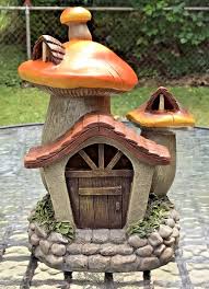Midwest Design Imports Miniature Garden Solar Mushroom House 10 Inch 50408 Clay Fairy House Fairy House Diy Fairy Garden Houses