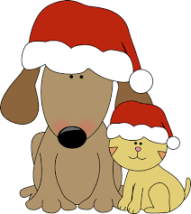 Cat has an inflated sense of his own intelligence and wishes to lead a civilised life pursuing his cat hobbies with dignity and decorum. Christmas Dog And Cat Clip Art Christmas Dog And Cat Image Dog Clip Art Santa Claus Images Christmas Animals