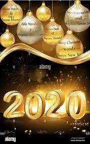 Merry Christmas And Happy New Year French Merry Christmas And Happy New Year 2020 Written In Many Languages English French Spanish German Italian And Dutch Stock Photo Alamy
