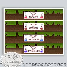 Minecraft Varied Bottle Labels Perfect For Your Minecraft Birthday Celebration Bottle Lables Minecraft Valentines Bottle Labels