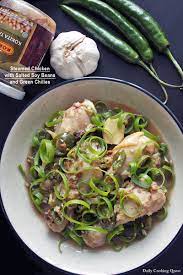 Steamed Chicken With Salted Soy Beans And Green Chilies Recette