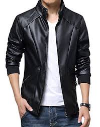 Wulful Men S Stand Collar Leather Jacket Motorcycle Lightweight Faux Leather Outwear Brown L Fine Jewelry Collectibles Jackets Men Fashion Leather Jacket Men Style Business Casual Coat