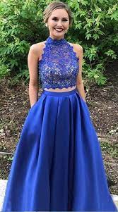 Royal Blue Prom Dress Two Piece Prom Gown Lace Prom Dress Long Prom Dress Prom Dresses With Pockets Ds219 Elegant Prom Dresses Senior Prom Dresses Blue Lace Prom Dress