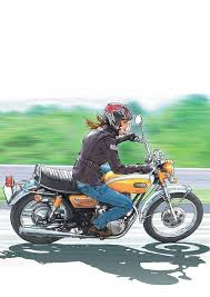 rider girl on yamaha xs650 motorbike illustration bike art motorcycle illustration