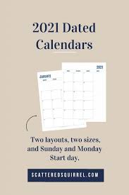 Introducing The 2021 Dated Calendars Scattered Squirrel In 2020 Calendar Printables Free Printable Calendar Monthly Planner Printables Free