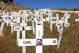 A hillside of white crosses fuels a misleading story about South Africa's farm killings | PBS News