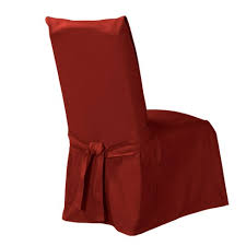 Loop the ties for a casual look or make a dress up your dining chair with this sure fit classic slipcover. Cotton Duck Long Dining Room Chair Slipcover Red Sure Fit Target