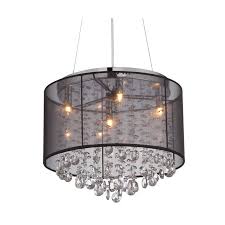 Get this modern crystal chandelier, dining room . Bellevue Ap93263bk Black Lombard 4 Light 17 Wide Crystal Drum Chandelier Lightingshowplace Com