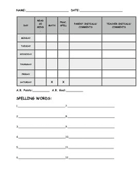 Weekly Homework Chart