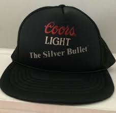 Vintage Coors Light Silver Bullet Trucker Snapback Hat Usa Mesh Foam Black Coorslight Truckerhat Hats For Sale Black Snapback Cowgirl Hats