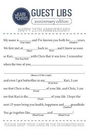 Anniversary Mad Libs 50th Wedding Anniversary Party Anniversary Party Games 25th Wedding Anniversary Party
