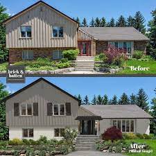 Updated Contemporary Split Level Exterior House Renovation Home Exterior Makeover Exterior House Paint Color Combinations