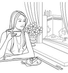 Each picture in the colorme coloring game has been carefully chosen by our designers team so everyone could play: The Sneak Peek For The Next Gift Of The Day Tomorrow Do You Like This One Woman Cafe D Easy Coloring Pages Coloring Pages Coloring Book Art