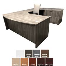 Pl Bow Front Dual Curved U Shaped Executive Desk With Lateral File
