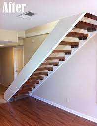 Before After Andrea Cliff S Updated Floating Stairs Floating Stairs Staircase Design Floating Staircase