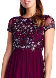 Adrianna Papell Floral Beaded Bodice Cap Sleeve Gown Floral Beaded Adrianna Cap Sleeve Gown Beaded Bodice Gowns