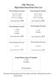 Prom Pricing Photography Order Form Sports Photography Photo Packages