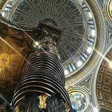 The grandiose baldachin of gilded bronze designed by unavoidable bernini in the 17th century. Il Baldacchino Di Gian Lorenzo Bernini In San Pietro