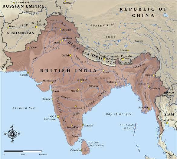 Map of India under the British East India Company, comparing 1837 with 1857 East India Company-governed territories in pink Source : Imperial Gazetteer of India, Secretary of State for India in Council,