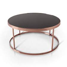 Amazon Com Homes Inside Out Iohomes Cora Contemporary Black Glass Top Round Coffee Table Rose Gold Coffee Table Rose Gold Coffee Table Black Coffee Tables
