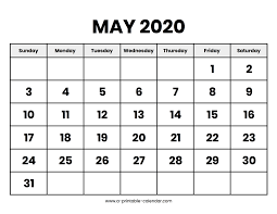 Following is a listing of public meetings, many of which are held via teleconference. May 2020 Calendar Printable
