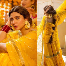 Niche Lifestyle On Instagram Fuss Free And Easy Mahirakhan Serving The Perfect Mayoon Lewk F Fancy Wedding Dresses Indian Wedding Hairstyles Mehndi Outfit