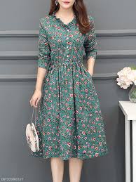 V Neck Patch Pocket Floral Printed Skater Dress Vestidos Estilosos Belos Vestidos Vestidos Legais