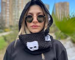 Knit Balaclava, Black Ski Mask, Crochet Neck Warmer, Granny Square  Balaclava, Knit Skull Mask, Crochet Hood, Winter Warm Hat, Punk Ski Mask