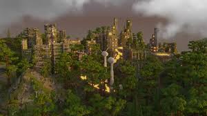 Cinematic portrayal of destroyed city with copy space. Destroyed City Minecraft Map