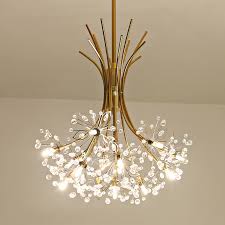 Modern Art Deco Led Crystal Hardware Chandelier Dandelion Golden Hanging Lamps Decorative Light Fixture Lighting Led Home Lights Chandeliers Aliexpress