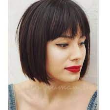 Feel free to enhance the looks of your hair through blow dry before combing it straight. Natural Short Bob Hairstyle With Neat Bangs Full Wig Malaysian Human Hair Wigs G Bobbed Hairstyles With Fringe Bob Haircut With Bangs Bobs Haircuts
