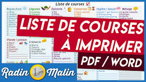 Liste De Courses Tout Prete A Imprimer Pdf Jpg Ou Word Liste De Courses Radin Malin Liste De