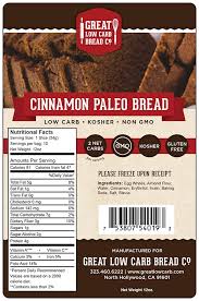 Great Low Carb Cinnamon Paleo Bread 12oz Loaf Great Low Carb Bread Company
