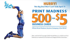 The ups store centers provide three main categories of products and services to customers: Deal 500 Business Cards For Only 5 For The Ups Store S Print Madness Promotion Ends 4 11 Business Cards Cards Business