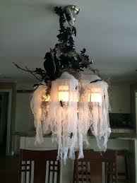 Cheesecloth Spanish Moss Dollar Store Ants Last Years Clearance Birds From Michaels And Las Halloween House Decoration Halloween Lights Halloween Chandelier
