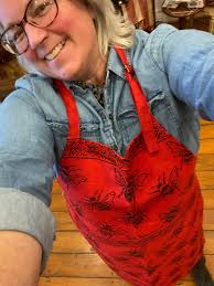 Block Printed Kitchen Apron With Pockets, Bee Pig Dragonfly Pineapple  Cactus Crab Chicken, Fair Trade From Nepal