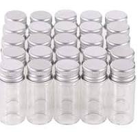 MaxMau 100 10ml Vials Small Mini Tiny Glass Bottles Clear Empty Jars with  Aluminum Top Screw Lids Message Sample Bottle Wedding Favors Decorations  DIY ...