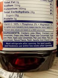 Ocean Spray 100 Juice Cranberry Calories Nutrition Analysis More Fooducate