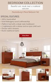 Duanesburg Mahogany Wood 4 Piece Bedroom Set Headboard Styles Bedroom Set Solid Wood Platform Bed