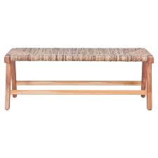 Banc de rangement avec paniers en. Banc En Bois Et Osier Tresse Copenhagen Misterwils Casalou Fr