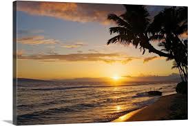 Maybe you would like to learn more about one of these? Hawaii Maui Kaanapali Resort Sunset With Beach And Palm Trees Wall Art Canvas Prints Framed Prints Wall Peels Great Big Canvas